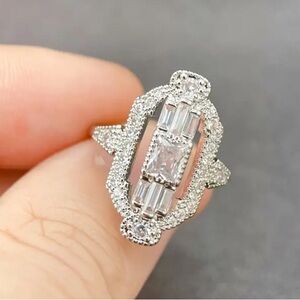 Zales Silver and White Gemstone Ring